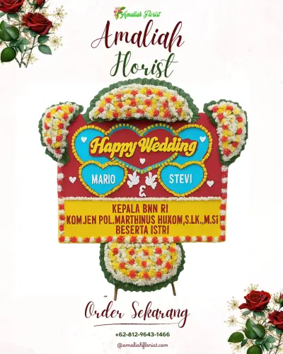 Karangan Papan Bunga Pernikahan di Selokanyar